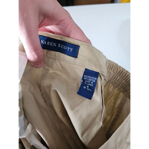 Vintage Karen Scott Womens Sz 8 High Waist Pleated Khaki Shorts 1990s Mom - Picture 4 of 5